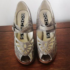 ROCHAS Snakeskin  platform beige shoes